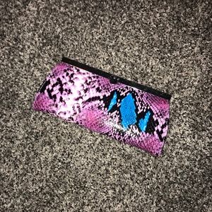 Wallet clutch snake skin purple. Pre owned